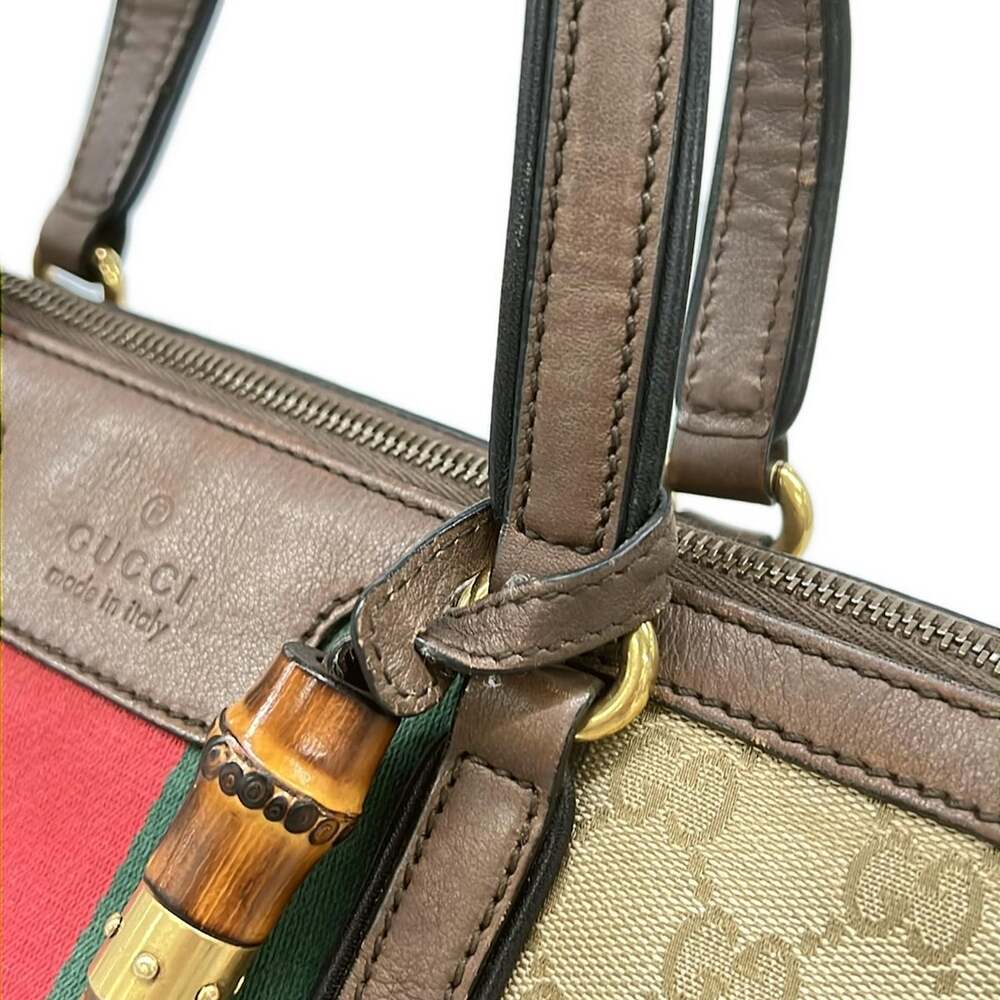 Gucci GG/Sherry Handbag 353114 Beige Dark Brown Multi Jacquard Leather - Picture 11 of 15